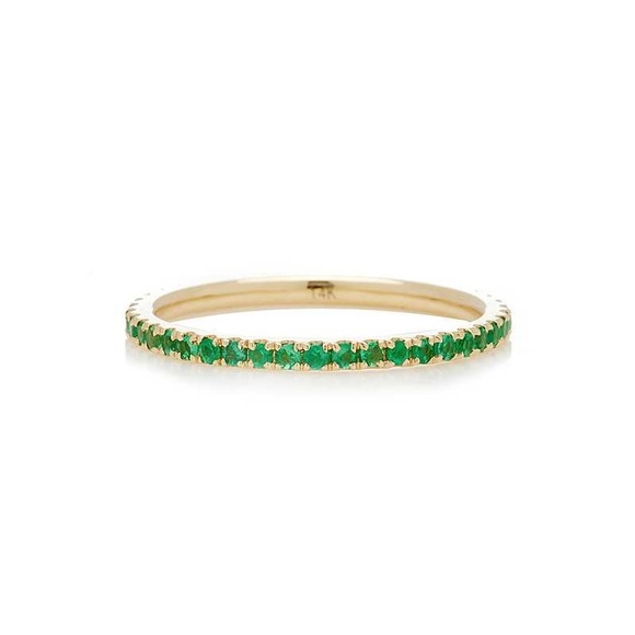 EF Collection Jewelry - EF Collection 14K Yellow Gold Emerald Eternity Stacking Ring